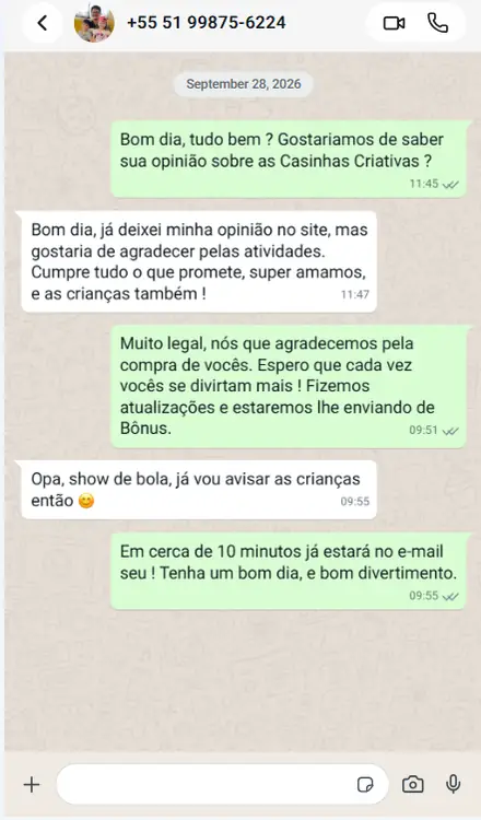 Depoimento de Comprou o Kit Completo no WhatsApp
