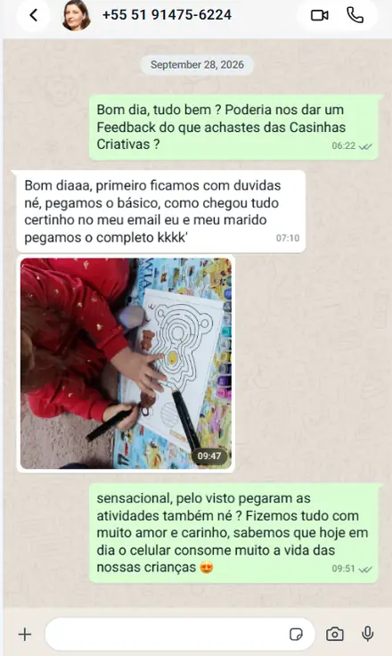 Depoimento de Comprou o Kit Completo no WhatsApp