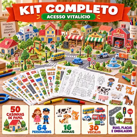 Mockup do pack completo de casinhas de papel
